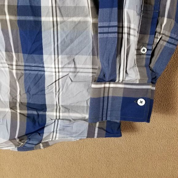 Nick Graham Stretch Modern FIT Men's shirt Long Sleeve Collared Size XL Plaid - Picture 8 of 9